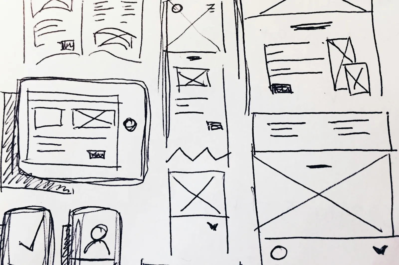 Product design sketches and prototypes